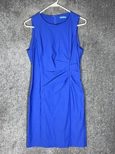 J McLaughlin Anne Sleeveless Side Ruche Sheath Dress Womens Size 6 Stretch Blue - Picture 1 of 7