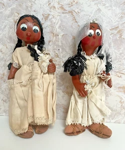 Vintage 60er Jahre Mexikanische Volkskunst Paar Puppen Made in Mexico - Bild 1 von 3