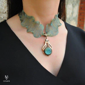 Eternity Tulip Glass Bronze Necklace with Titanium Chain - Picture 1 of 1