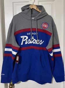 Mitchell & Ness Mens 3XL Detroit Pistons NBA Stitched Heavyweight Coaches Hoodie - Picture 1 of 13