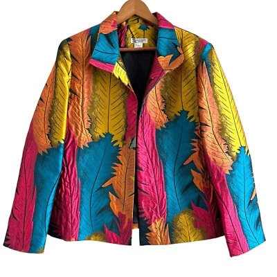 Vtg Grace Chuang Sz XL Jacket Colorful Art to Wear Avant Guard Boho Festival  - Image 1 of 4