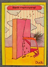 VINTAGE 1977 DUDI BIRD by Andrzej Dudziński POLAND Funny post card comic graphic
