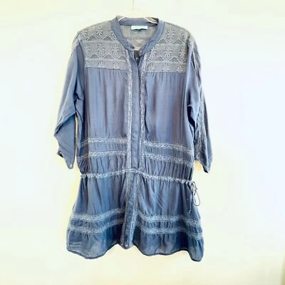 Top túnica Melissa Odabash talla L 14 azul marino con corbata de cintura de diseñador Foto 1 de 4