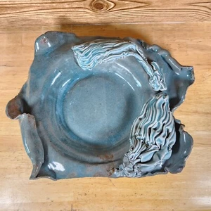 Vtg Artisan Handmade Stoneware Pottery Bowl Decor Statement Piece Brutalist OOAK - Picture 1 of 10