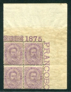 1889 Königreich 60 Cent. violett neu unbeschädigt Tafelnummer ** SPL MNH Quartina - Bild 1 von 1