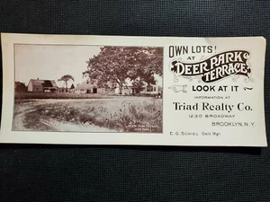 LOTE de tarjetas informativas vintage publicitarias Deer Park Terrace Brooklyn NY 9,5 X 4  - Imagen 1 de 3