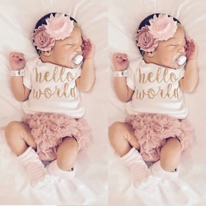 Recién Nacido Bebé Niña Mameluco Prendas para el torso Pantalones Cortos Diadema Conjunto de 3 Piezas Ropa Trajes - Imagen 1 de 8