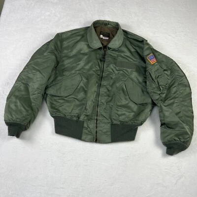 Avirex Vintage Aviator Jacket Green Nylon XL USA 816-47 Flight Bomber READ - Image 1 of 4