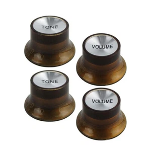 4 Amber Guitar Bell Knobs Volume Tone 24-Fine-Splines Imperial for USA Gibson LP - Picture 1 of 10