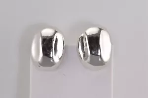 Pendientes con clip Taxco de plata esterlina 34 mm x 26 mm ovalados pulidos 925 mex - Imagen 1 de 6
