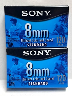 SONY 8mm 120 min Standard P6-120MPL blank video cassette Sealed LOT of 2 - Image 1 of 4