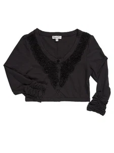 Eliane Et Lena Girls Black Cardigan Sweater Jersey Cotton Sizes 4, 5 - Picture 1 of 2