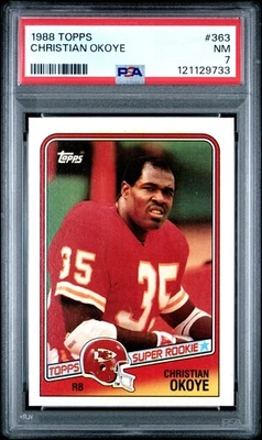 1988 TOPPS #363 CHRISTIAN OKOYE PSA 7 - Image 1 of 2