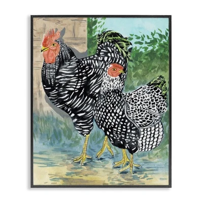 Traditional Rooster Pair Framed Giclee Wall Art Design by Melissa Wang, Black... - Image 1 of 4