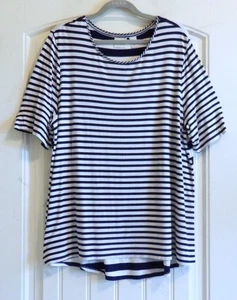 CHICO'S B & W Stripe Women's Blouse Tunic Top T-Shirt Cotton Blend SZ 3 or XL - Picture 1 of 3