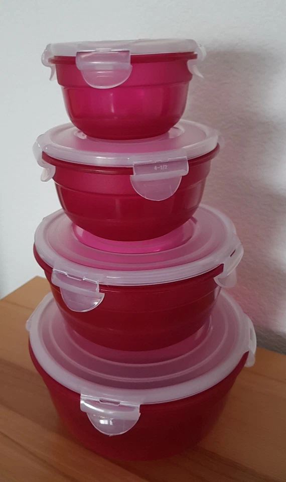 4 Lock Lock Dosen rund 250 / 480 / 850 ml, 1,4l - Frischhaltedosen, Beere - Bild 1 von 1