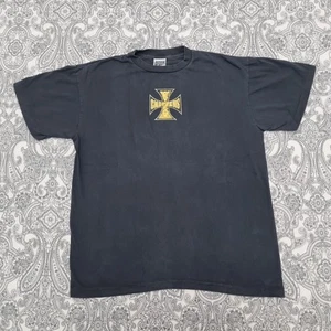 West Coast Choppers Vintage Cross T-shirt Size Large Black Yellow Logo Print T - Picture 1 of 6