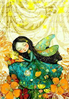 Deep Sleeping Fairy - Tarjeta coleccionable de artista ACEO, 2,5x3,5 regalo de arte coleccionable Foto 1 de 3