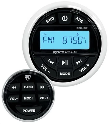 Rockville RGHR2 Marine Gauge Hole Receiver w Bluetooth USB, Radio + Wired Remote - Image 1 of 4
