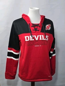 Unisex New Jersey Devils Schnür Hoodie Gr. M rot & schwarz Hockey Pullover NHL - Bild 1 von 11