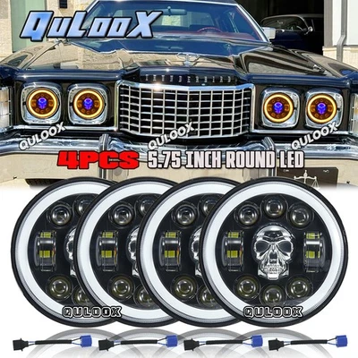 4pcs Black 5.75" LED Headlights For Ford Thunderbird 1958-76 Galaxie 500 62-74 Foto 1 de 4