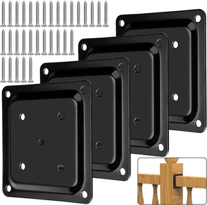 4 Pcs Wood Post Plate Connector, 4" X 4" Wood Fence Post Anchor Base, Deck Porch - Picture 1 of 12