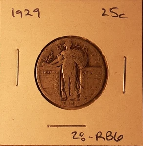 1929 Standing Liberty Quarter Philadelphia Mint 90% Silver US 25c coin (#28-RB6) - Picture 1 of 3