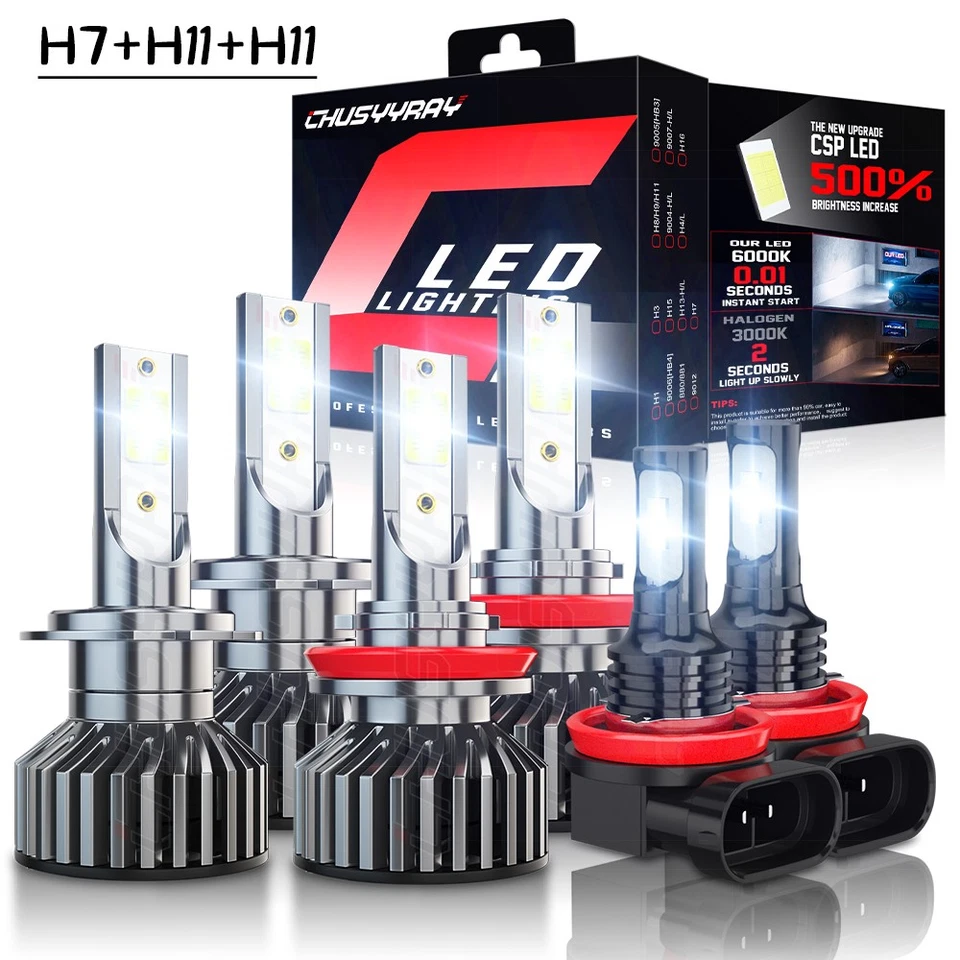 For Mazda MX-5 Miata 2006-2014 LED Headlights High /Low Beam+Fog Light Bulbs Kit - Image 1 of 4