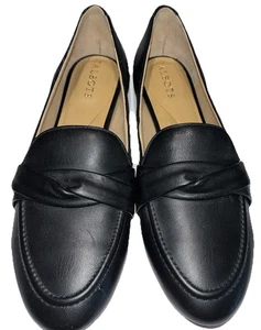 Talbots Mujer 8M Ryan Negro Napa Cuero Mocasín Twist Bow Frontal Preppy - Imagen 1 de 10