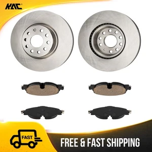 Set of 2 Vented Brake Rotors 4 Ceramic Pads for VW GTI 2015-2016 6PR1200081 - Picture 1 of 14