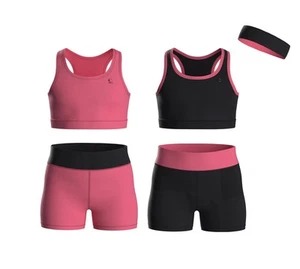 Girls Clothing Athletic Sets Sleeveless Crop Tank Tops & Bike Shorts Cheer, G... - Picture 1 of 6
