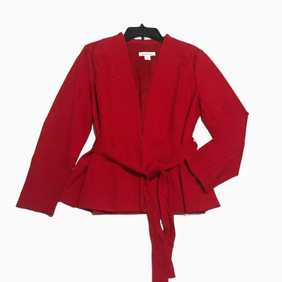 Chaqueta de mujer Liz Claiborne con cinturón cabaret roja 12P material suave y elástico Foto 1 de 4