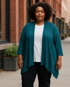 Covington Women’s Cardigan Sweater Size 2X Green Long Sleeve Cascade Open Front - Picture 1 of 9