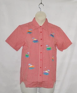 Quacker Factory Embroidered Ships With Plaid Shirt Size S Red/White - Picture 1 of 2
