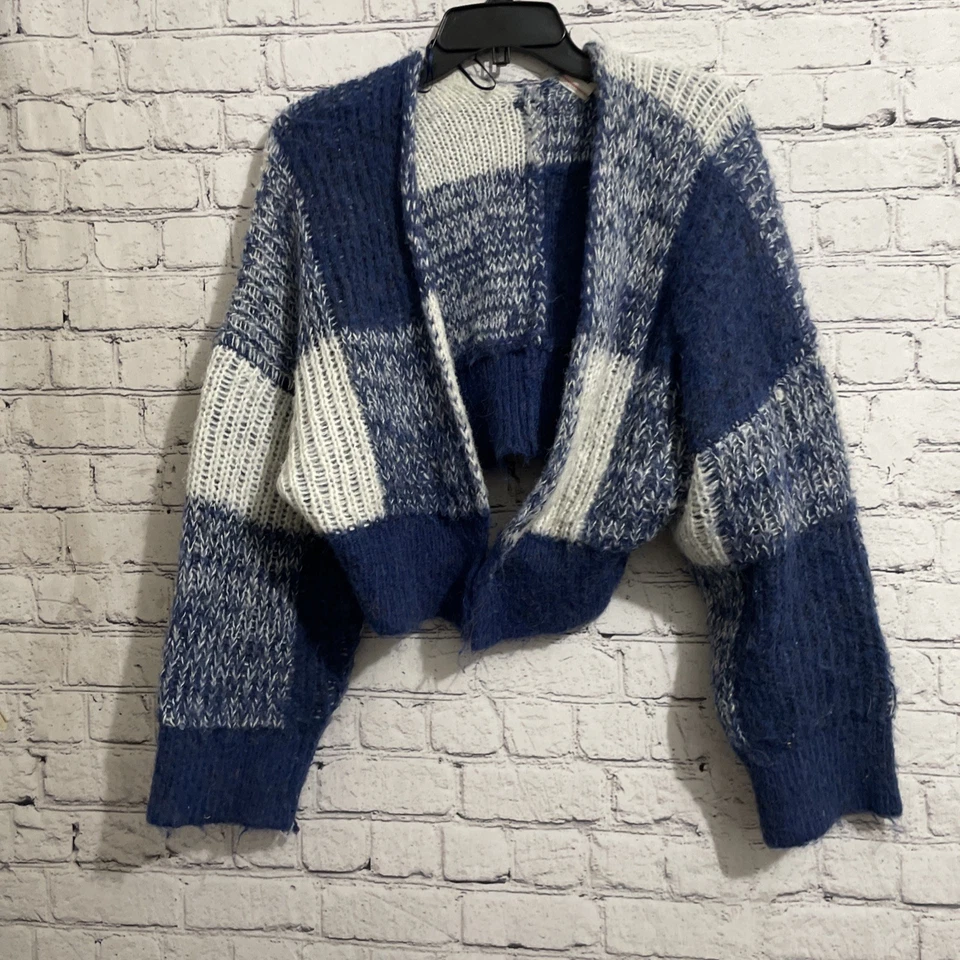 Cárdigan Urban Outfitters BDG Fisherman Recortado Manga Larga Azul Bloque Talla XS Foto 1 de 4