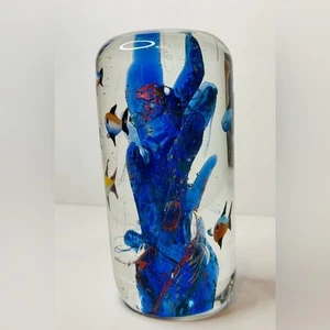 Vintage Murano Style Art Glass Fish Aquarium Coral Reef Paperweight Sculpture - Picture 1 of 8