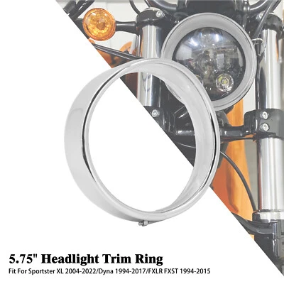 Chrom 5,75"Scheinwerfer Sonnenblenden Zierring Für Harley Sportster Dyna Softail - Image 1 of 4