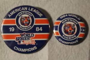 1984 DETROIT TIGERS WORLD SERIES PIN & 1984 AMERICAN LEAGUE CHAMPION PIN - Picture 1 of 2