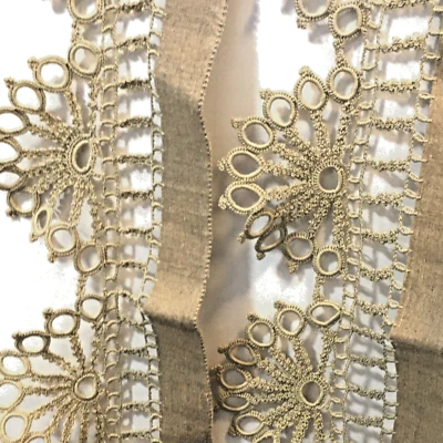 VINTAGE LINEN TWO FRAGMANTS CUFFS? 20" BY 5 1/2" CAPTIVATING HAND WORK DOLL - Image 1 of 3