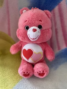 8" PLUSH PINK RED LOVE A LOT HEARTS GLITTER EYES CARE BEAR BABY GIRL RETRO TOY - Picture 1 of 5