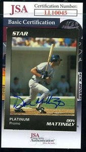 Don Mattingly JSA Signed 1990 Star Platinum Promo Autograph