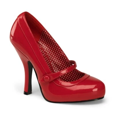 Pin Up Couture Cutiepie-02 Red Patent Hidden Platform Mary Jane Shoes IN-STOCK - Image 1 of 4