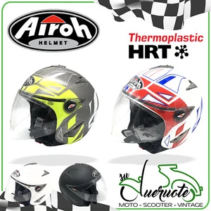 CASCO JET AIROH JT DEMI SCOOTER MOTO DA UOMO E DONNA BIANCO NERO VISIERA HELMET - Foto 1 di 5