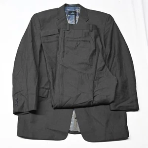 Reaction Kenneth Cole 42R 34x29 Black Stripe Wool Mens Coat Jacket Pants Suit - Picture 1 of 12