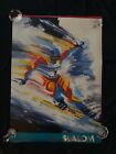 Affiche imprimée artistique vintage 1990 Bill Hall slalom ski alpin course
