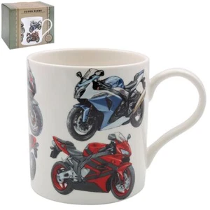 Taza china fina con motivo de motocicleta Super Bikes - regalo en caja nueva - Imagen 1 de 1