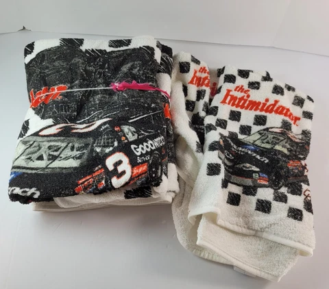 Vintage Dale Earnhardt Intimidator Bath Set 3 Hand Towels & 2 Towels Unused 90s Cover