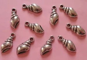 LOT de 15 PENDENTIFS perles BRELOQUES ARGENTES COQUILLAGES MER 16 x 6mm BIJOUX - Imagen 1 de 1