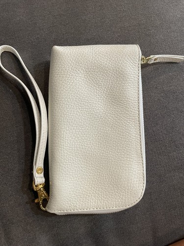 OFF WHITE Portafoglio polso donna Classico pelle bianco sporco nuovo con etichette