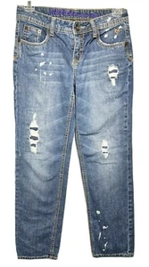 JUSTICE Girl's Medium Wash Regular Fit Straight Leg Factory-Distress Jeans sz 12 - Picture 1 of 12